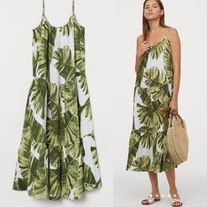 COPY - H & M Maxi Palm Leaf Organic Cotton dress sz xxl
